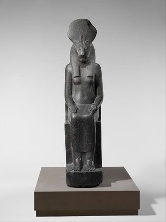 Sekhmet, black granite statue from Karnak, New Kingdom (c. 1360 BC); in the Metropolitan Museum of Art, New York City.